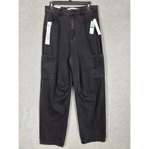 Tinseltown Women's Hi-Rise Baggy Wide Leg Black Denim Jeans Size 9 NWT's.